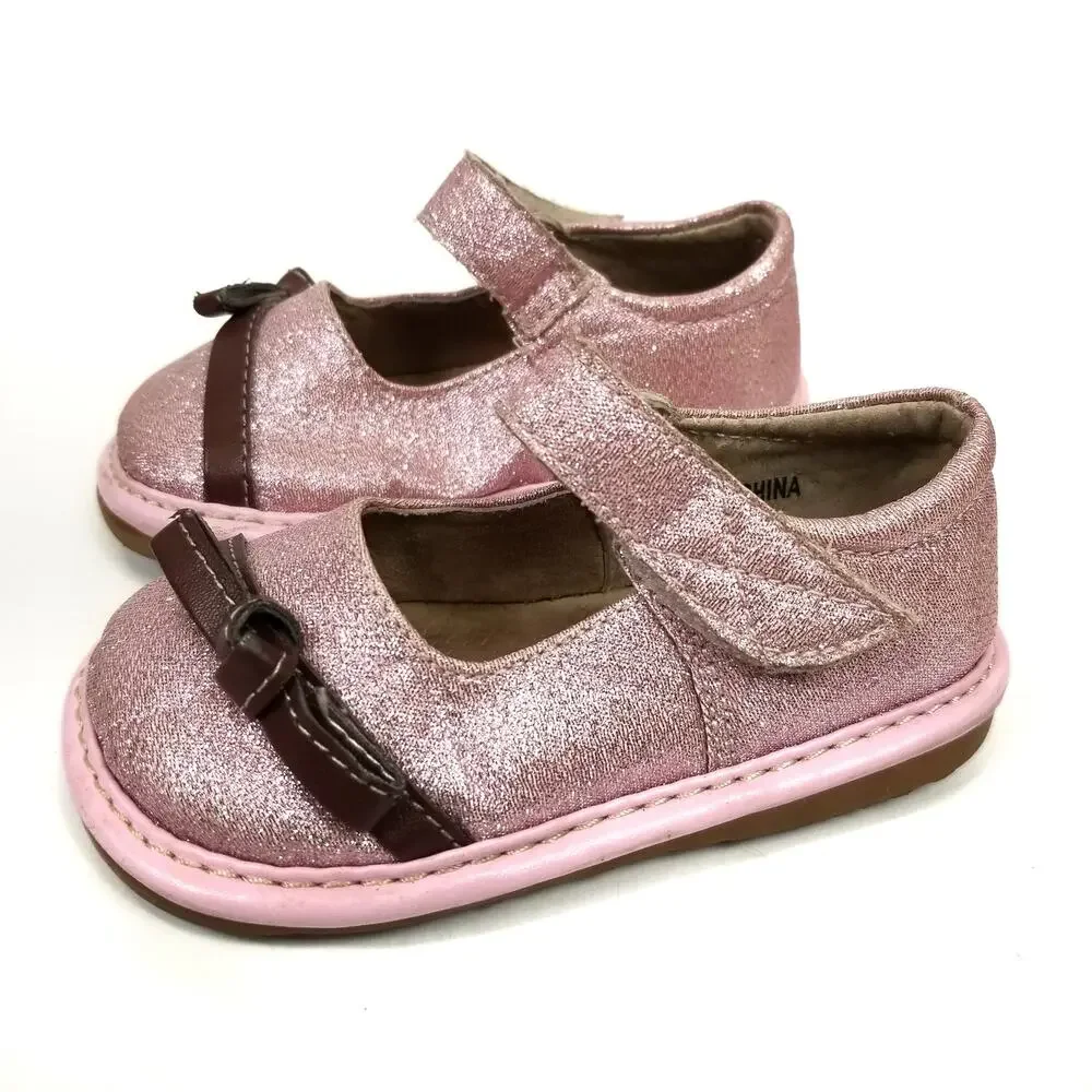 Izzy Bug Creations Little Girl Pink Glitter Mary Jane Shoes Size 5